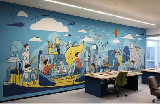  靖江办公室墙绘的特点。